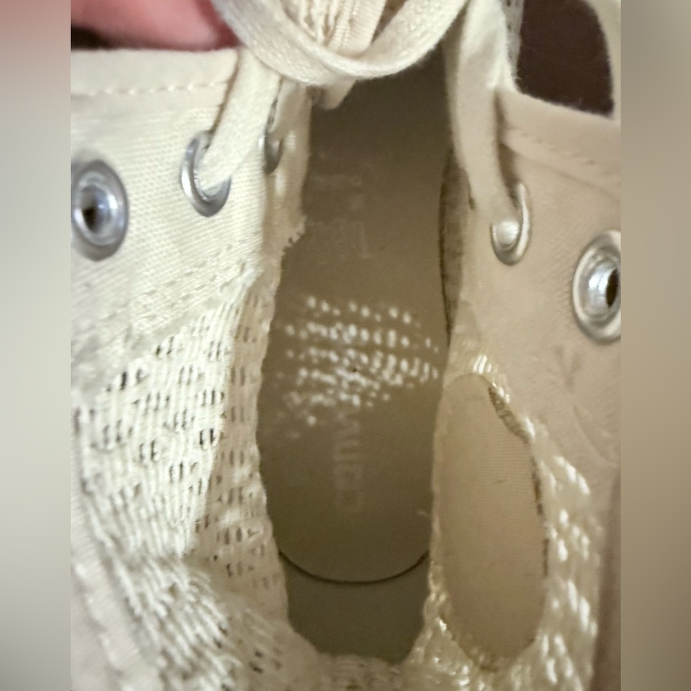 Cream Woven High-Top Converse Sneakers - Picture 8 of 10